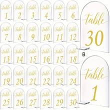 Mirror Arch-Shaped Table Number With Stand, Printed With Table Numbers 1-20, Suitable For Wedding Banquet, Events, Parties, And Restaurants