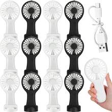 12 Pcs Mini Handheld Fan Bulk USB Electric Battery Operated Small Fans With Data Cable Portable Fan Rechargeable Quiet Pocket Fan Summer Gift Outdoor Travel (Black And White, 3 Speed) - Watermelon Pink - View 1