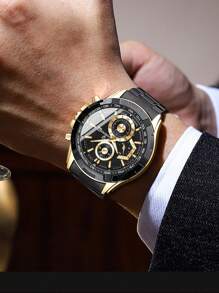 BINBOND BINBOND Luxus Herren Quarz Uhren, modisches Konzept mit dekorativem Zifferblatt, Lässig Militär Sport Armbanduhr, Edelstahl wasserdicht, Herren Quarz Uhr