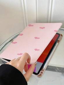 1 Pc Beautiful Pink Love Double Pattern With Pen Slot Rotation Acrylic Transparent Crystal Back Shock Tablet Shell Support Dormancy Awakened Compatible With The 10.9 10 Generations, A7 / A9 / A8 S6lite/S7 / S8 / S9fe - Multicolor - View 6