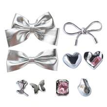 9pcs/Pack Chic Metal Shoe Clips Kit! Butterfly, Heart And Rhinestone Combo, Essential For Daily Wear And Dates