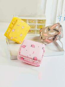 1pc Cute Sanitary Pad Storage Bag, Portable For Makeup Items, Coins And Small Essentials, Durable, Easy To Clean And Carry, Interesting Design Zipper Storage Pouch