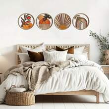 4pcs Bohemian Style Wooden Wall Decor - Ideal For Bedroom, Living Room And Cafe Holiday Atmosphere