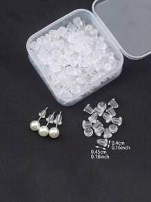 Environ 300 pièces de supports d'oreilles en silicone, butées d'oreilles transparentes avec un contenant en plastique, flexibles, maintiennent les boucles d'oreilles en place, fournitures de bijoux indispensables