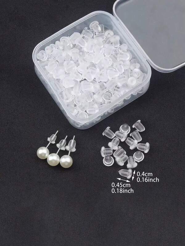 Environ 300 pièces de bouchons d'oreilles en silicone, bouchons d'oreilles transparents avec un contenant en plastique, flexible, pour garder les boucles d'oreilles en toute sécurité et en place, fournitures de bijoux indispensables