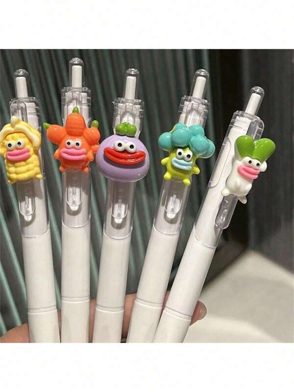 1 Pack Black Quick Drying Ballpoint Pen; 1 Pack Flower Decor Push-Type Ballpoint Pen, Random Color, Gift For Friends & Family For Back To School