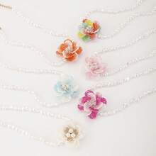 Mydear 1 件法式复古风格珍珠和水钻点缀花朵串珠项链，适合女性日常佩戴情人节、妈妈、母亲、母亲节、礼物