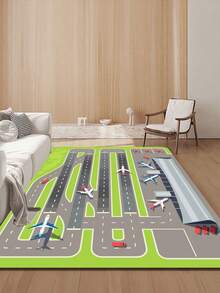 قطعة سجادة منطقة خريطة عمليات المطار الحافلة - قابلة للغسل ، مع أحجام متعددة للاختيار من بينها ، مثالية لتزيين غرف المعيشة أو النوم أو المكاتب أو غرف الدراسة ، ألعاب ديكور الطائرات ، خيار مثالي كهدية للهواة من عشاق الطائرات ، مقاوم للغبار وضد الاتساخ
