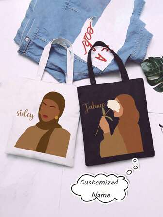 Personalized Hijabi Bag, Hijab Girl Gift, Girl Gift, Abstract Women Bag, Custom Tote Bag, Islamic Gifts, Festival Gifts, Bags & Luggage, 2025 Halloween Accessories,Large Capacity