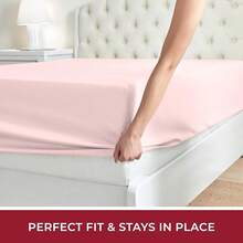 Mellanni King Fitted Sheet - Iconic Bedding Sheets With Up To 16 Inch Deep Pocket - Soft & Cooling - Fade & Stain Resistant - 1 PC (King, Light Blue) - 1172 Blush Pink - View 5