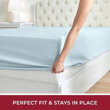 Mellanni King Fitted Sheet - Iconic Bedding Sheets With Up To 16 Inch Deep Pocket - Soft & Cooling - Fade & Stain Resistant - 1 PC (King, Light Blue) - 1524 Aqua - View 5