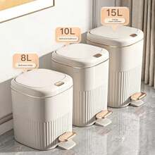 8/10L Foot Pedal Trash Can Luxury Office Kitchen Trash Can Waterproof Bathroom Waste Bins With Lid Large Capacity Garbage Bin