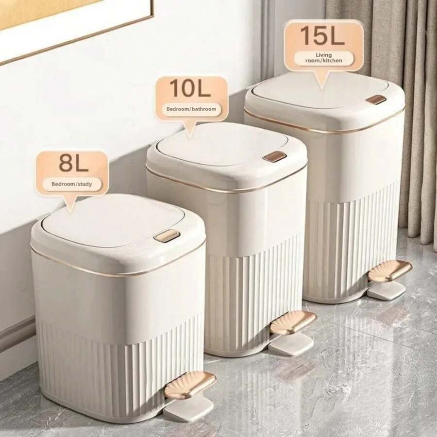 8/10L Foot Pedal Trash Can Luxury Office Kitchen Trash Can Waterproof Bathroom Waste Bins With Lid Large Capacity Garbage Bin