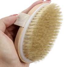 1 Stück Trockenbürstenkörperbürste, Körperhaut-Exfoliator-Kratzer, für trockenes Bürsten der Haut, Massage, Lymphdrainage & Verbesserung der Durchblutung, mittlere Stärke (Wildschweinborsten und Holzgriff) Trockenhaut-Körperbürste