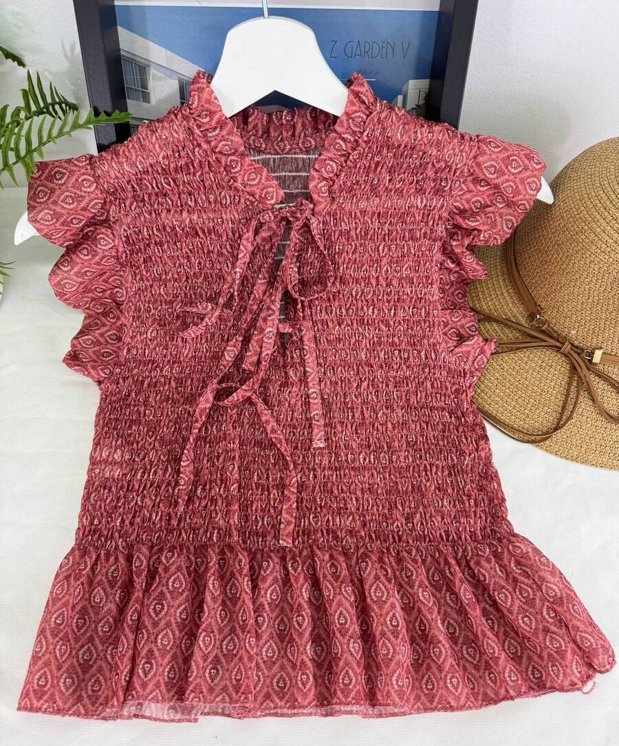 Women's Top With Prints, Casual Daily Wear, For The Summer Beach - Hồng - Xem 1