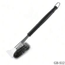 1pc BBQ Grill Cleaning Brush, Heat Resistant Steel Wire Brush, BBQ Grate Degreasing Tool With Detachable Replacement Brush Head, Barbecue Cleaning Tool, Splash-Proof Oven Cleaning Brush