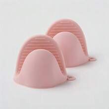 2PCS Kitchen Oven Mitts Silicone Heat Insulation Gloves Clip Thicken Baking Silicone Oven Mitts Anti-Slip Grips Bowl Pot Clips