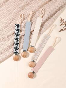 1pc Pacifier Chain, Baby Fashion Pacifier Clip Chain With 3-Hole Wooden Pacifier Clip, Suitable For Boy And Girl Babies, Daily Use - Multicolor - View 3