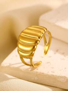 1pc Fashionable Minimalist Glazed Floral Line Open Ring, Suitable For Women's Daily Wear