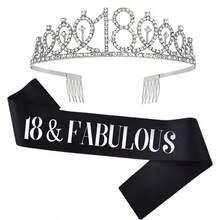 2 Stücke/Set Geburtstags-Schärpe und Tiara für Frauen, inklusive Geburtstagskrone, Happy 18., 21., 30., 40., 50., 60., 70. Geburtstags-Schärpe, Schleife, fantastische Kerzen und Kuchendekoration, Geburtstagsgeschenke für Frauen, Partyzubehör für glücklichen Geburtstag, Valentinstag Accessoires in Gold - Verschiedenfarbig - Übersicht 18