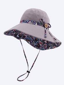 1 Stück Damen-Wendehut im Boho-Stil mit Cashew-Blumenmuster, UV-Schutz - Blumen- - Übersicht 15