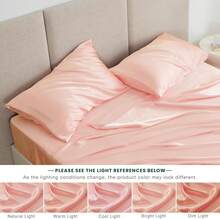 Full Size Satin Sheet Sets - 4 Piece Coral Silky Satin Sheet Set Full With Deep Pocket, Luxury Silk Feel Satin Bed Sheets Full Bedding Set (1 Flat Sheet,1 Fitted Sheet,2 Pillow Cases) - 綠色 - 查看 8
