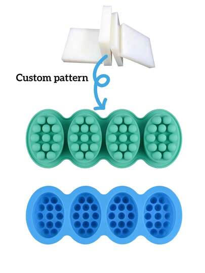 1pc/ Customized 4-Hole Silicone Soap Mold, Oval Massage Soap Mold, Massage Soap Mold Handcrafted Soap Grinding Tool