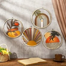 4pcs Bohemian Style Wooden Wall Decor - Ideal For Bedroom, Living Room And Cafe Holiday Atmosphere