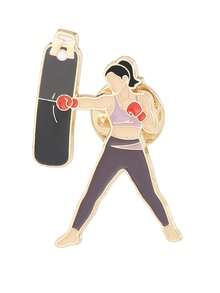 1/4pcs Creative Cartoon Love Fitness Sports Girl Pin, Alloy Oil Drip Badge Clothing Accessories, Enamel Pins, Pins, Cartoon Pins, Cute Pins, Fashion Pins, Fun Pins, Hat Pins, Button Pins, Shoe Pins - Multicolor - View 12