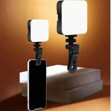1 pieza Luz de video de bolsillo con pinza, luz de conferencia portátil para computadora, luz de relleno para fotografía de teléfono, funciona con 3 baterías AAA (incluidas), adecuado para teléfono, cámara, portátil, iluminación multifuncional
