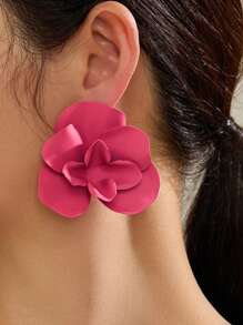 1 paire de boucles d'oreilles cloutées en métal 3D exagérées en forme de fleur, pour femme, usage quotidien, professionnel, voyage, fête