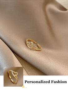 1pc French Style Open Ring, Adjustable, Suitable For Everyday Wear