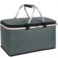 Canasta plegable extra grande de 30L - Organizador aislado premium con asa de metal cómoda - Perfecto para aventuras al aire libre, reuniones familiares, camping, barbacoas, compras y viajes - Almacenamiento plegable sin esfuerzo