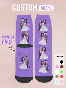 1 Pair Custom Wedding Socks, Custom Photo Sock, Custom Printed Socks, Custom Picture Socks, Anniversary Gift, Valentine Gift, Birthday Gift, Wedding Gift, Mother's Day Gift, Father's Day Gift, Best Friend Gift, Gift For Mom/Dad, Gift For Girlfriend/Boyfriend, Gift For Her/Him