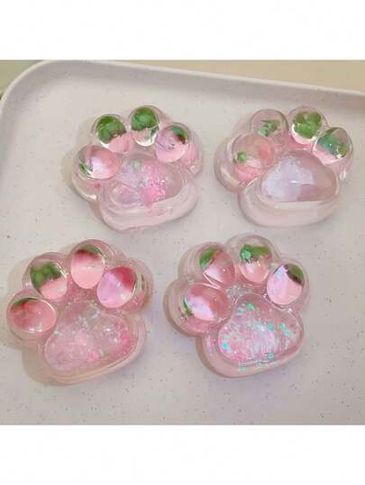 草莓猫爪挤压玩具 - 柔软、慢反应 TPU 材质，适合青少年和儿童放松，多种颜色，完美的圣诞礼物，烦躁玩具 | 异想天开的外观 | 柔和的色彩，最适合圣诞节和节日派对，生日礼物