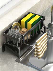 1pc Multifunctional Kitchen Sink Organizer Rack, Can Hang Cleaning Cloth, Store Cleaning Tools, Optimize Storage Space, Suitable For Kitchen & Bathroom, Practical Small Gift For Friends, Wife And Parents, Can Hold Sink Cleaning Cloth, Countertop, Dishwashing Liquid And Rags. - Multicolor - View 2