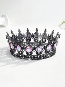 1 pieza Corona/Tiara de metal dorado de estilo barroco, corona de cumpleaños para adultos, decoración para fiesta de reina/cumpleaños, accesorio para el cabello para Halloween