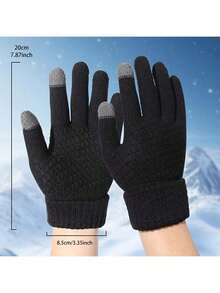 1 双男女冬季手套 - 升级版掌心防滑设计 - 3 指触摸屏设计，温暖针织手套，适合寒冷天气、跑步、驾驶 - 时尚厚实柔软舒适，厚袖口，适合寒冷天气 - 彩色 - 查看 10