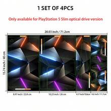 SUPSTICKER 1pc Geometric Pattern Skin Sticker, 2 Designs, Self-Adhesive, Scratch-Resistant, Waterproof, Removable, Suitable For Slim Game Console & Controller, An Ideal Choice For Beautifying, Transforming, Renovating 15.74x10.23inch - Multicolor - View 6