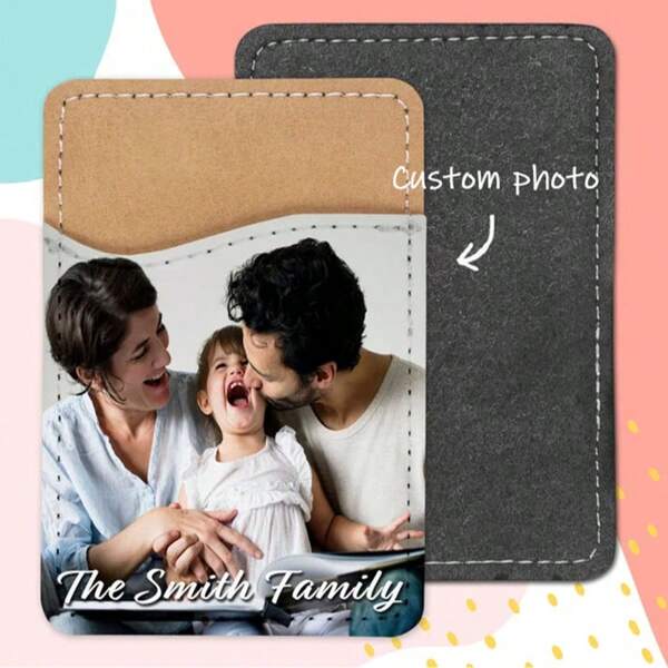 1PC Custom Phone Wallet, Aux Leather Phone Wallet Sublimation Blanks Faux Leather Card Holder For Back Of Phone |White Faux Leather Card Wallet Sleeve, Credit Cards/ID Card Holder, Gift For Family, Friends, Teachers, Father, Mother