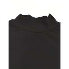 Perfect For Graduation, Prom & Formal Events | Elegant Black Mini Dress | Layered Ruched Waist, High Neck & Long Sleeves | Chic Bridesmaid Option - màu đen - Xem 4