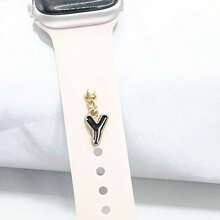 1pc Diamond Encrusted 26 English Letter Charm, Suitable For Silicone Watch Band Decoration
