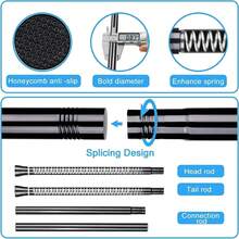 Shower Curtain Rod Black Tension Rod 45 To 77 Inch Spring Curtain Rod Shower Rod Non Slip Shower Curtain Rod 1pcs For Windows No Drilling Adjustable Tension Rods Of Curtain Window Closet Kitchen - 黑色 - 查看 6