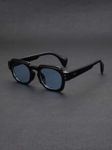 1 件男士方形框架耳钉装饰复古个性化街头风格时尚眼镜，非常适合派对装饰、夏季户外旅行、海滩度假，成为街头时尚焦点 - 彩色 - 查看 9