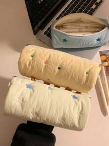 可爱创意星星刺绣铅笔盒，高品质ins风大容量文具袋，适合初中女生（2025款），日式化妆包，适合高中生，铅笔盒，书包，学习用品，返校季 - 彩色 - 查看 9