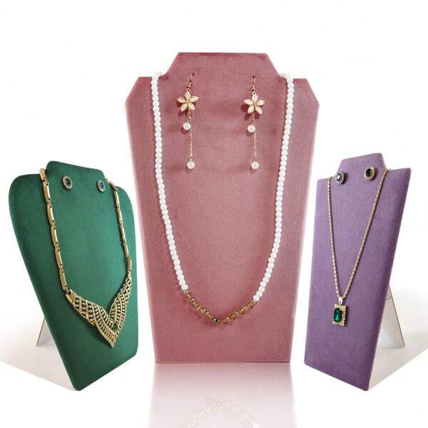 Velvet Pink, Green, Purple Jewelry Display Stand, Necklace Stud Earrings, Pendant Storage Display Stand