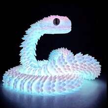 Figurine de serpent à articulations mobiles imprimée en 3D, modèle de décoration de serpent fluorescent, statue d'animal, cadeau d'anniversaire pour enfants, décoration de serpent fluorescent de 30 cm, cadeau du nouvel an, modèle de vipère entièrement articulé, sculpture d'animal réaliste, jouet pour adulte/couleur des yeux aléatoire - Multicolore - Voir 1