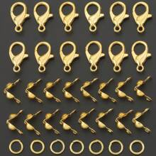 150pcs Golden/Silver/KChrome Gold/White/Gun Black/Random Color Zinc Alloy Lobster Clasp, Jump Ring And Findings Set For DIY Keychain, Key Rings, Bead Stringing, Pendants, Jewelry Craft Making Supplies