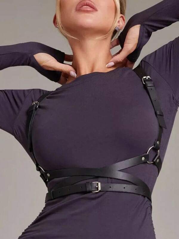 1pc Women's Dark Punk Style X-Back Sexy Harness, Suitable For Daily Wear, Dates, Parties And Other Occasions