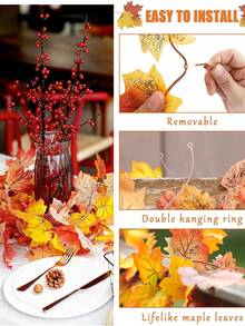 秋季枫叶花环 - 人造悬挂藤蔓，适合感恩节、万圣节和圣诞节装饰 | 非常适合家居、婚礼、壁炉派对、假植物 - 彩色 - 查看 5